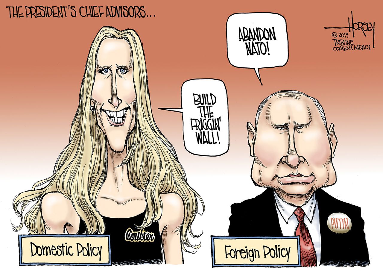 Political Cartoon U.S. Trump Ann Coulter Putin Russian Collusion