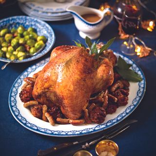 Roast Turkey With Pancetta And Chorizo Stuffing