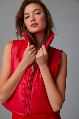 Red Color Trend 2023 | By Anthropologie Faux Leather Vest