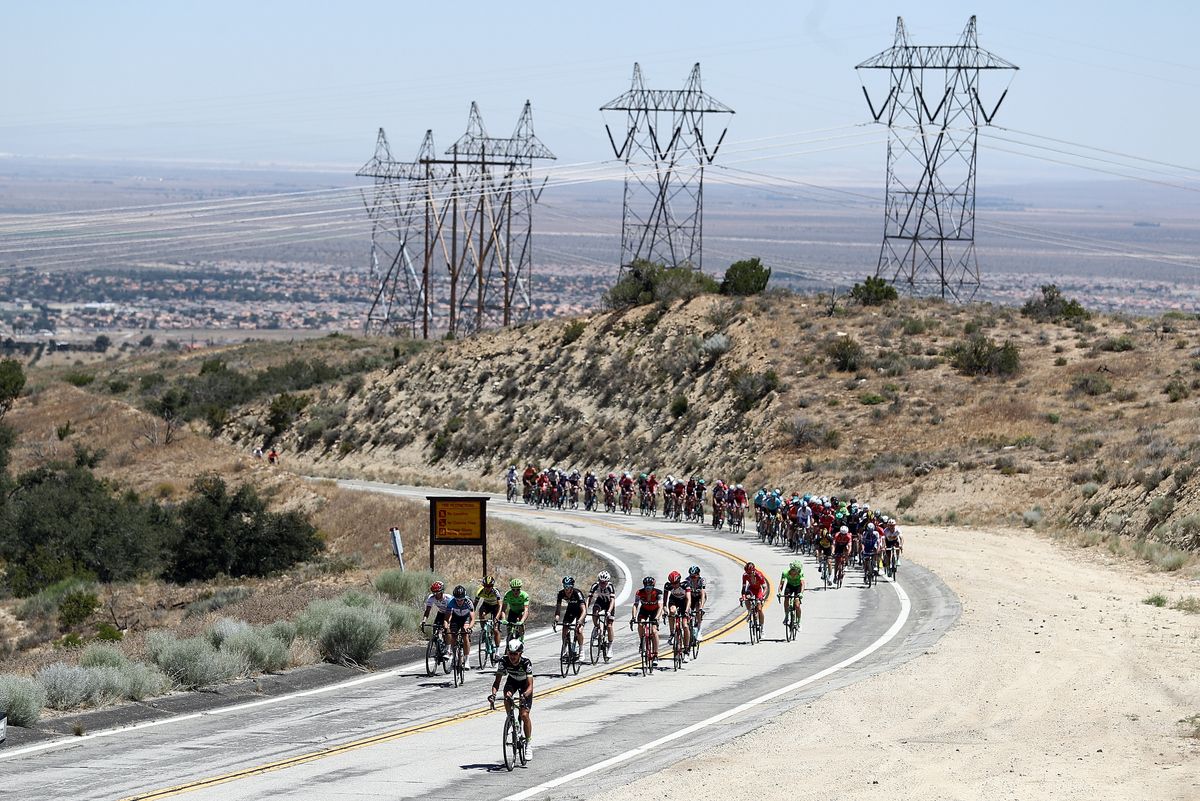 Lachlan Morton (Dimension Data) off the front of the peloton