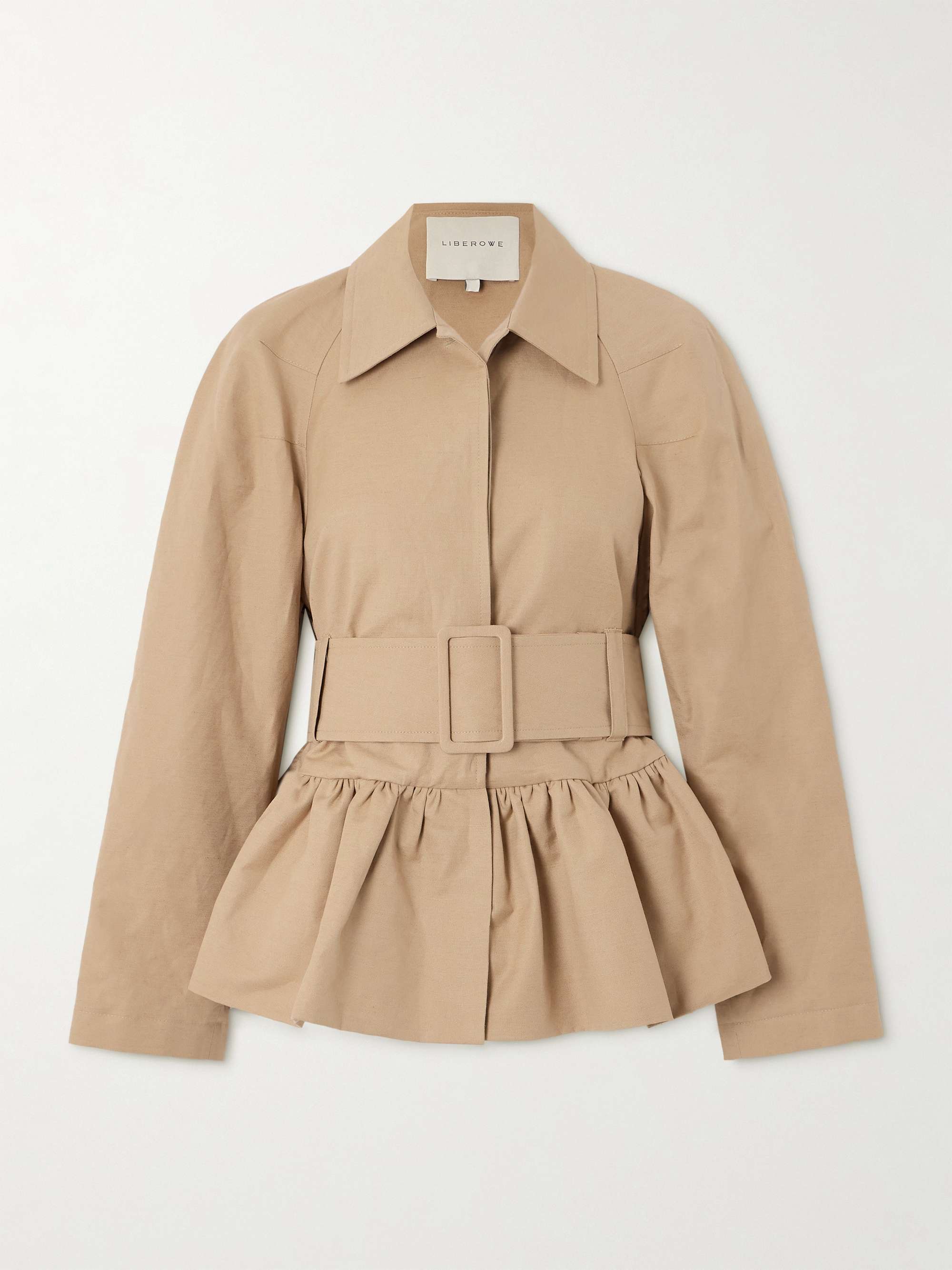 Belted peplum cotton cotton canvas jacket