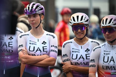 UAE Team Development riders at the start of the Egmont Cycling Race 2026