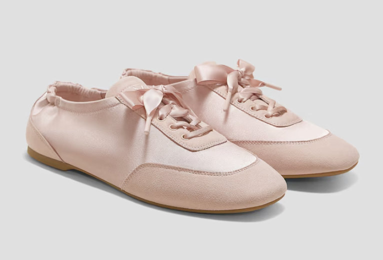 Vivaia, Square-Toe Lace-Up Satin Sneakerina (Cristina)