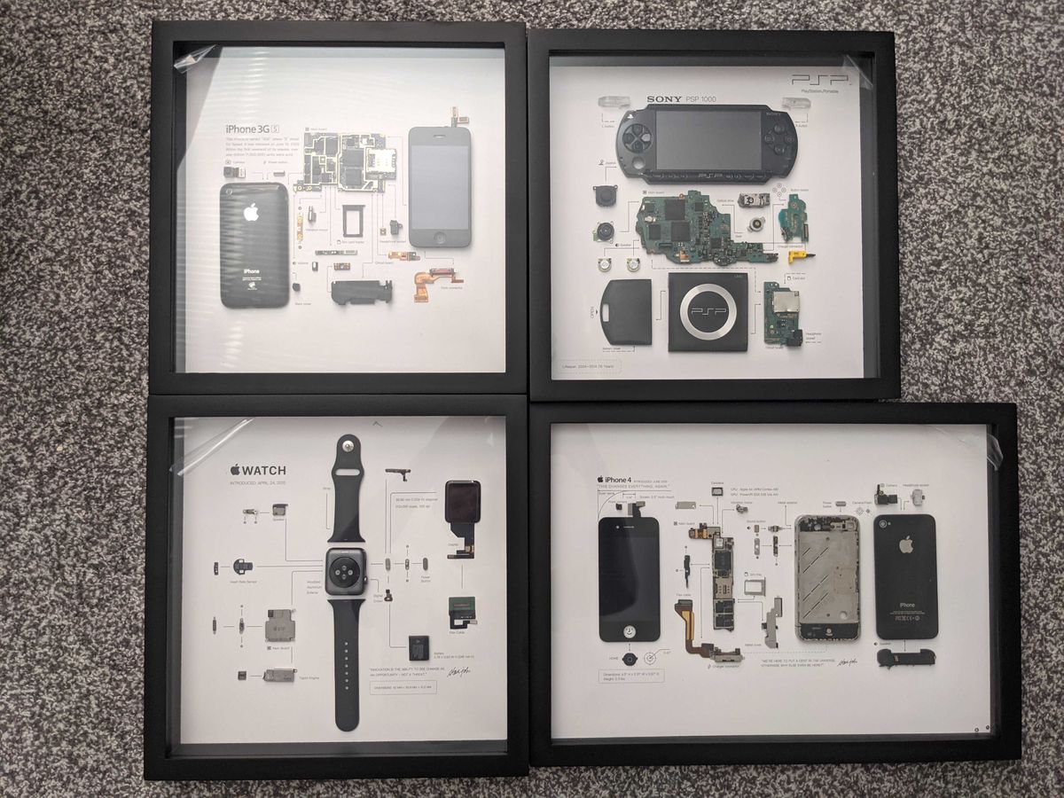 4 frames of PSP, iPhone 4 and 3GS, and Apple Watch 1 by Grid Studio