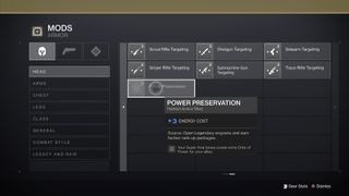 Destiny 2 Stasis armor mod power preservation