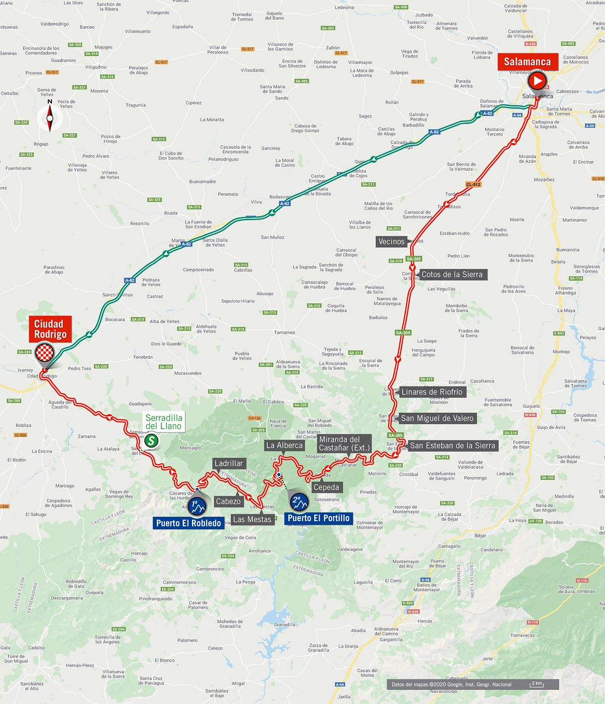 Stage 16 map 2020 Vuelta a Espana