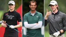 Charley Hull, Andy Murray and Gareth Bale wait on the green