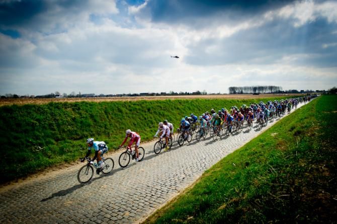 On the cobble stone section in Tour des Flanders 2012
