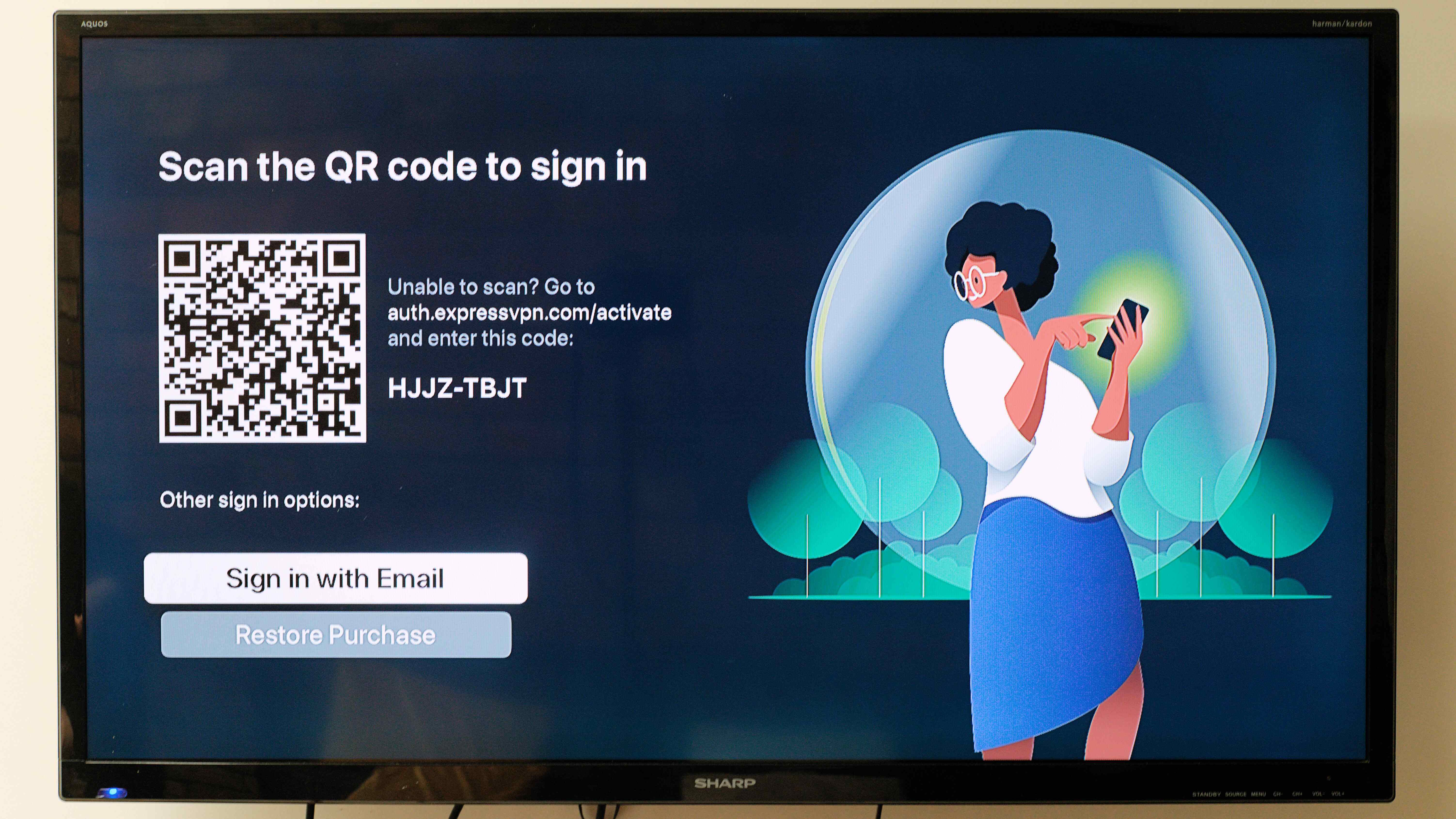 ExpressVPN app running on an Apple TV