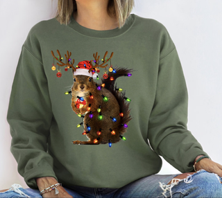 Christmas Squirrel Lights Sweatshirt