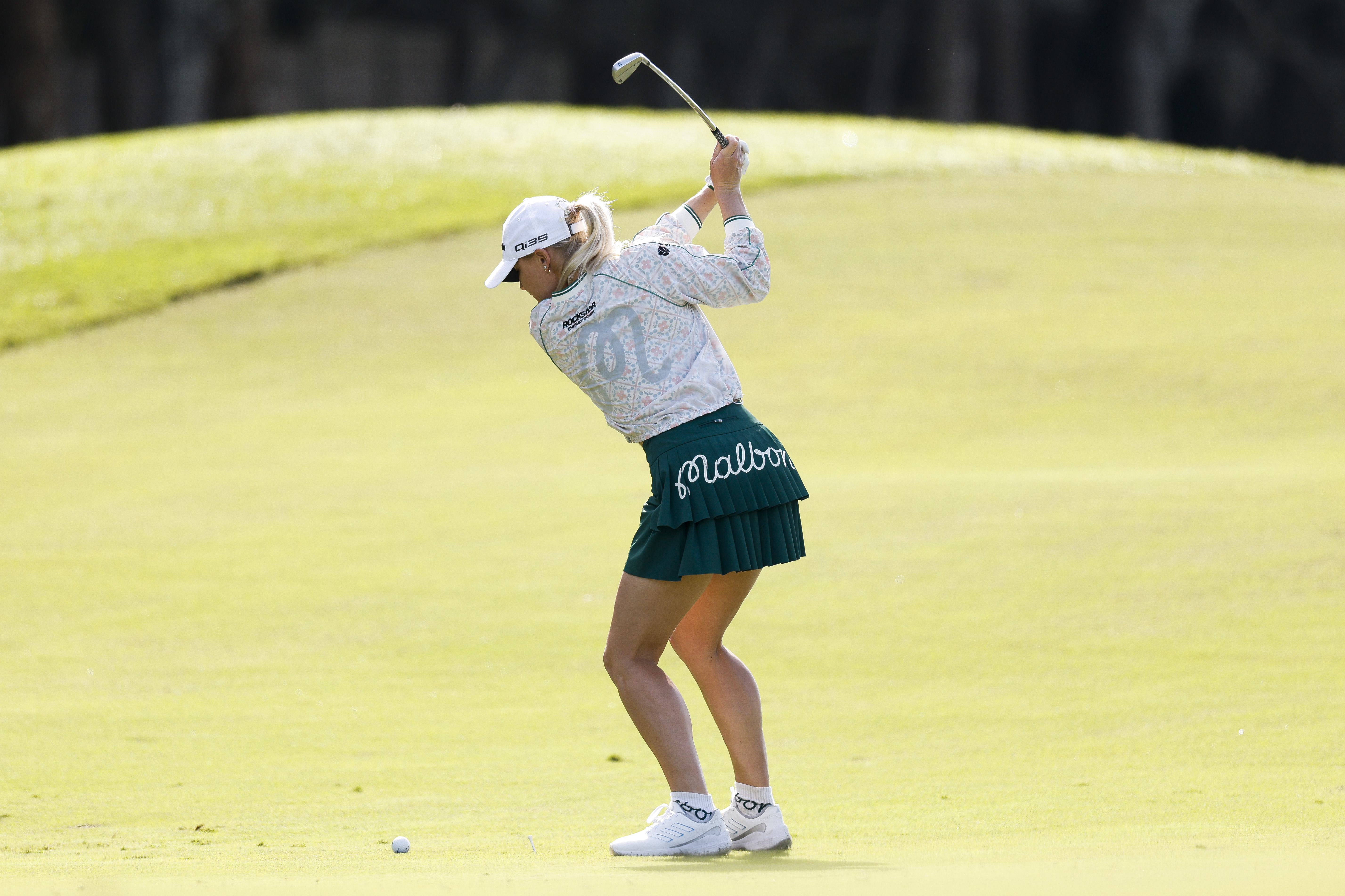 Charley Hull at the top of her backswing