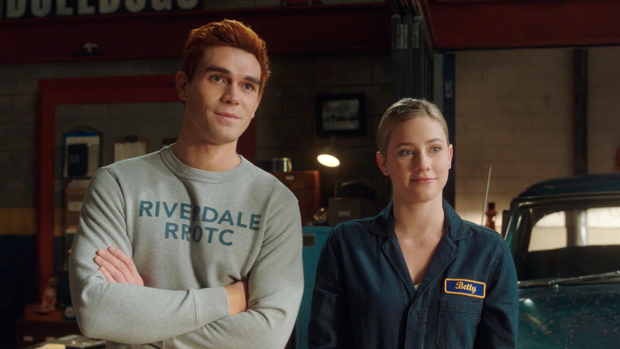 (Left to right) KJ Apa and Lili Reinhart in Riverdale