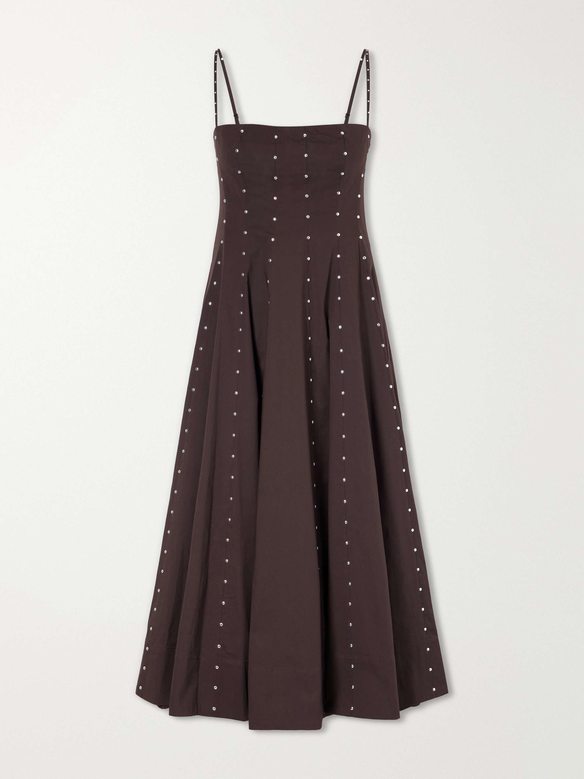 Wylie Embellished Paneled Cotton-Blend Poplin Midi Dress