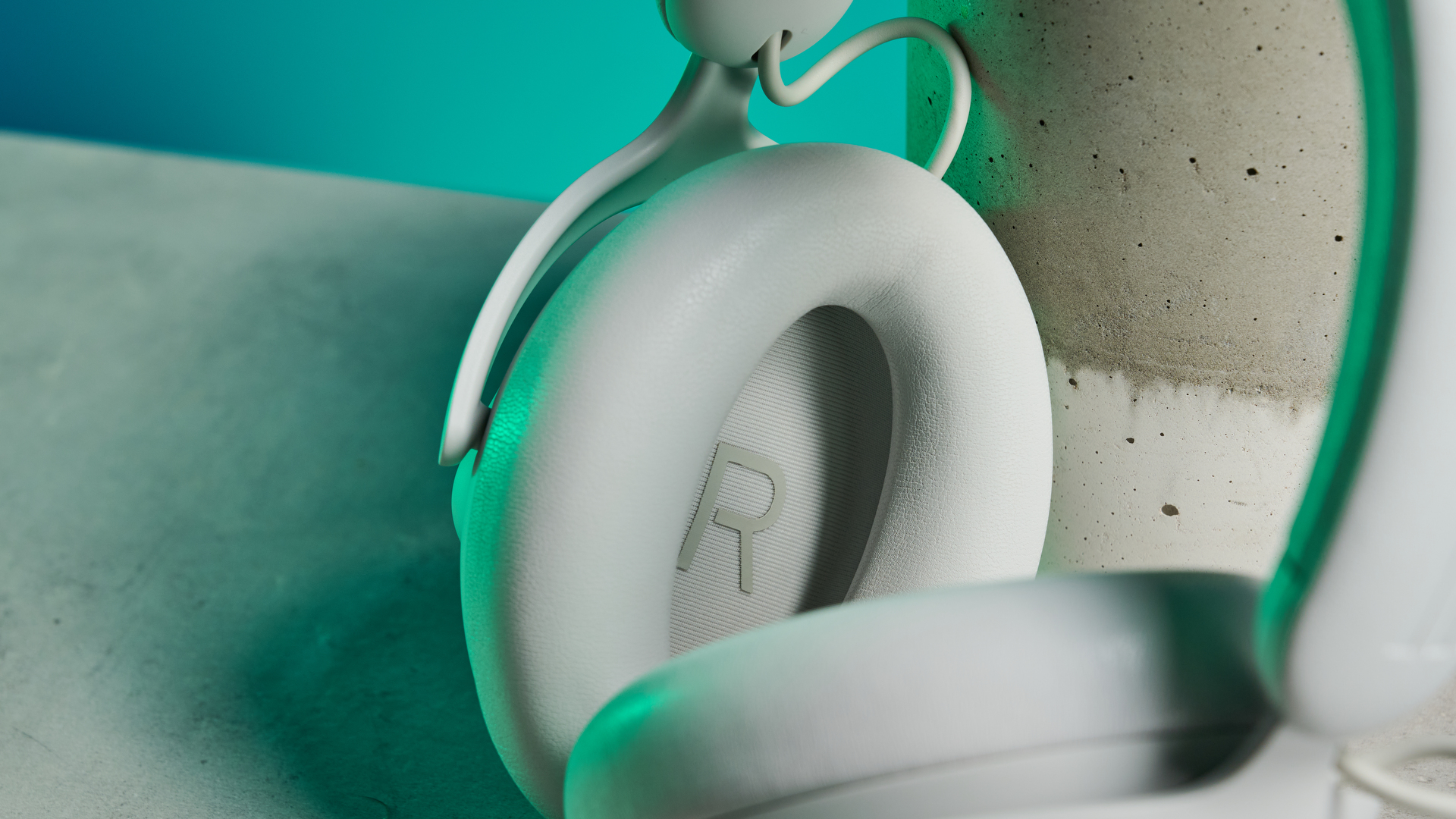 A lunar light white Alienware Pro Wireless Gaming Headset