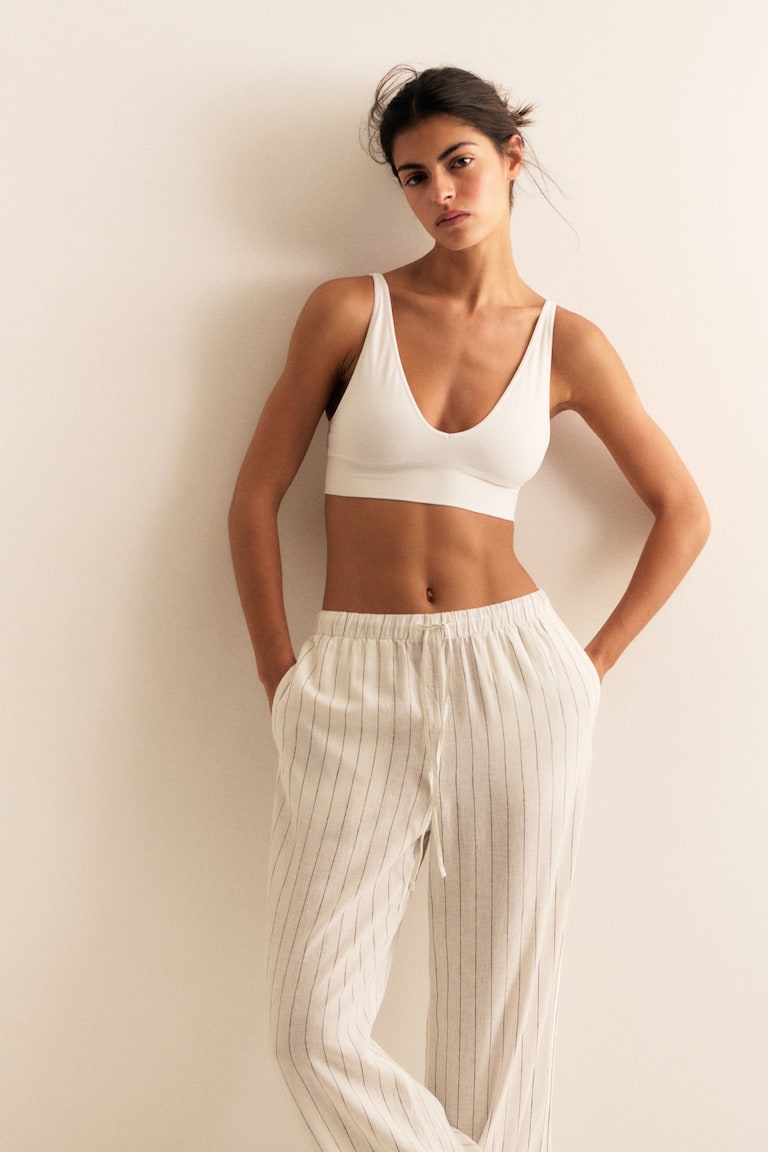 Wide Linen-Blend Trousers