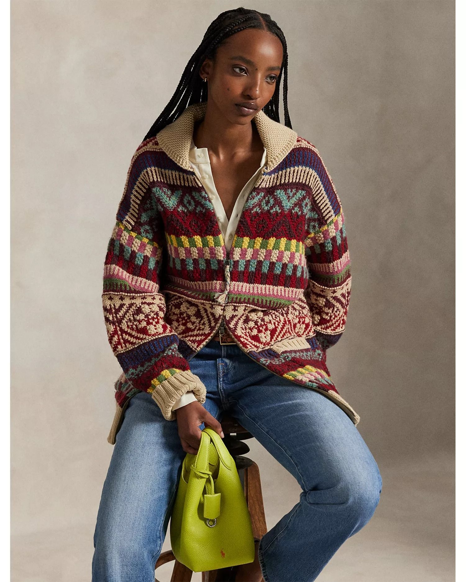 Striped Wool-Blend Cardigan