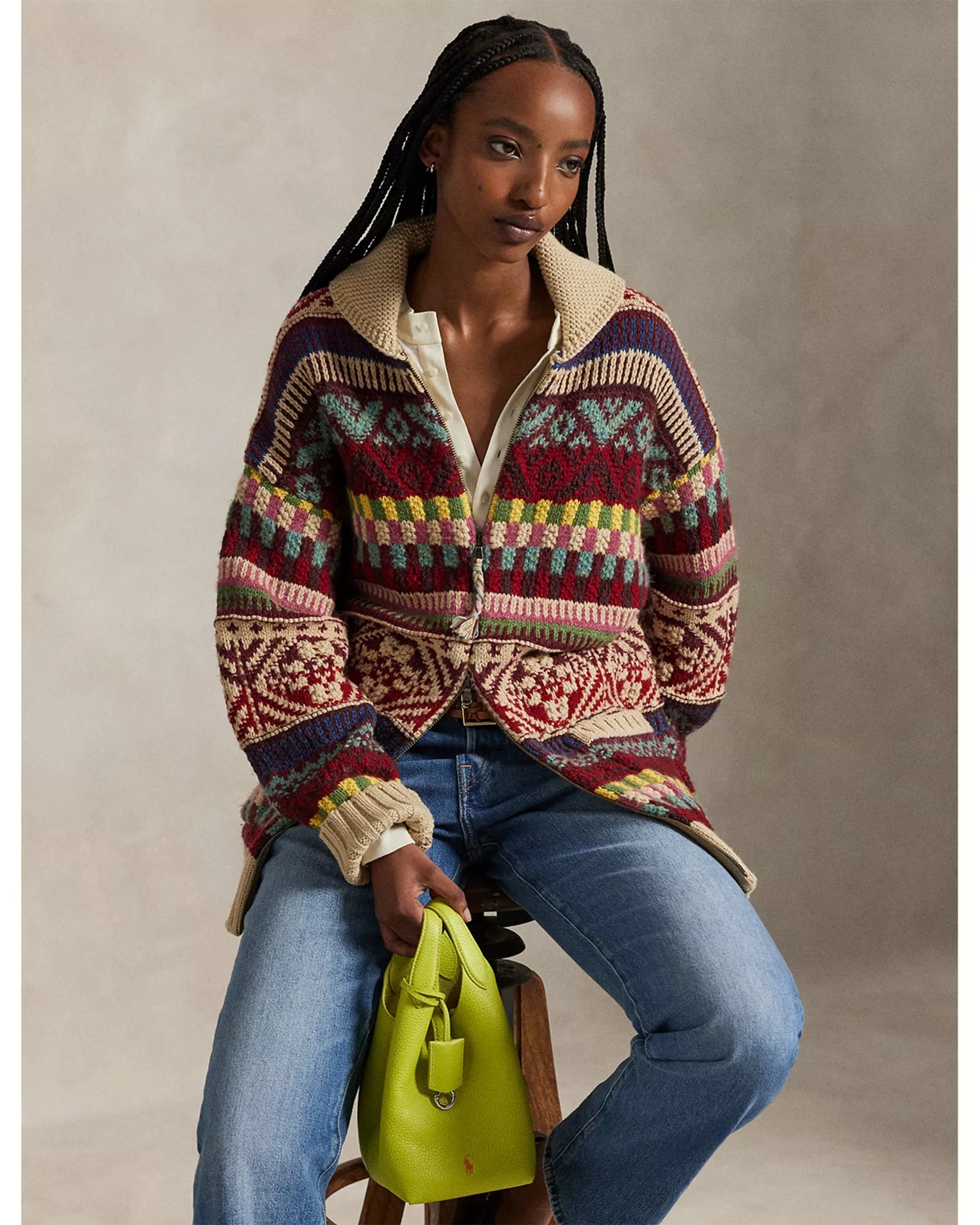 Striped Wool-Blend Cardigan