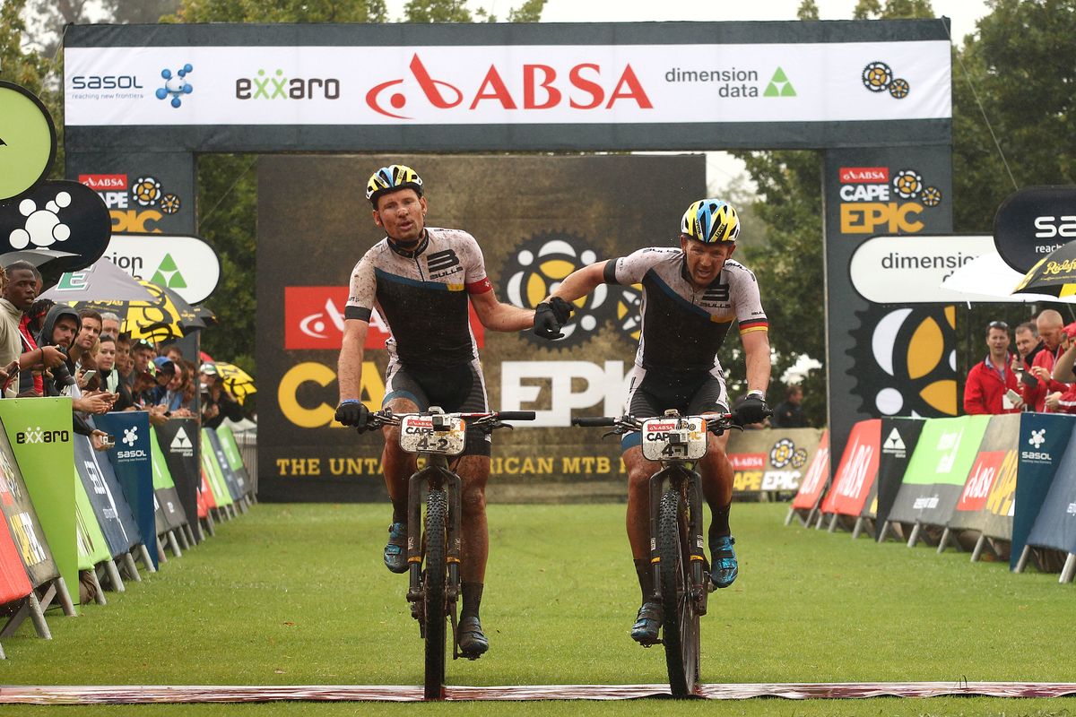 Urs Huber and Karl Platt finish stage 1