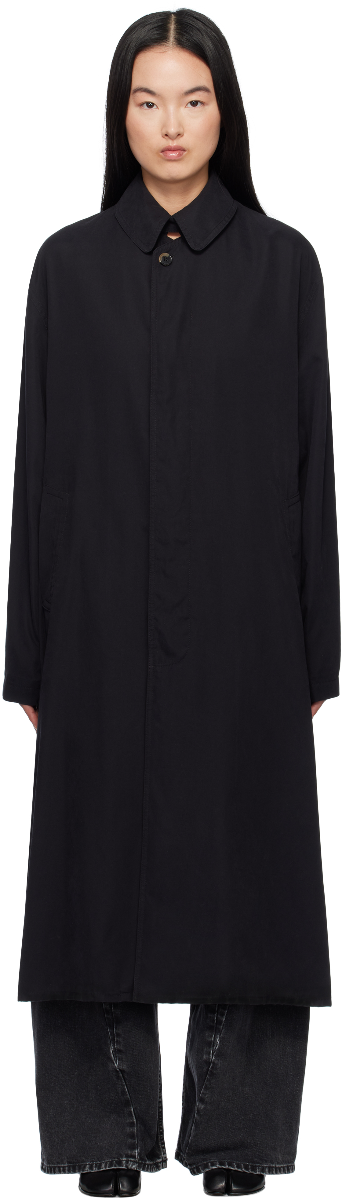 Black Peached Trench Coat