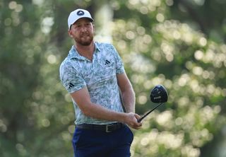 Daniel Berger hits a driver off the tee