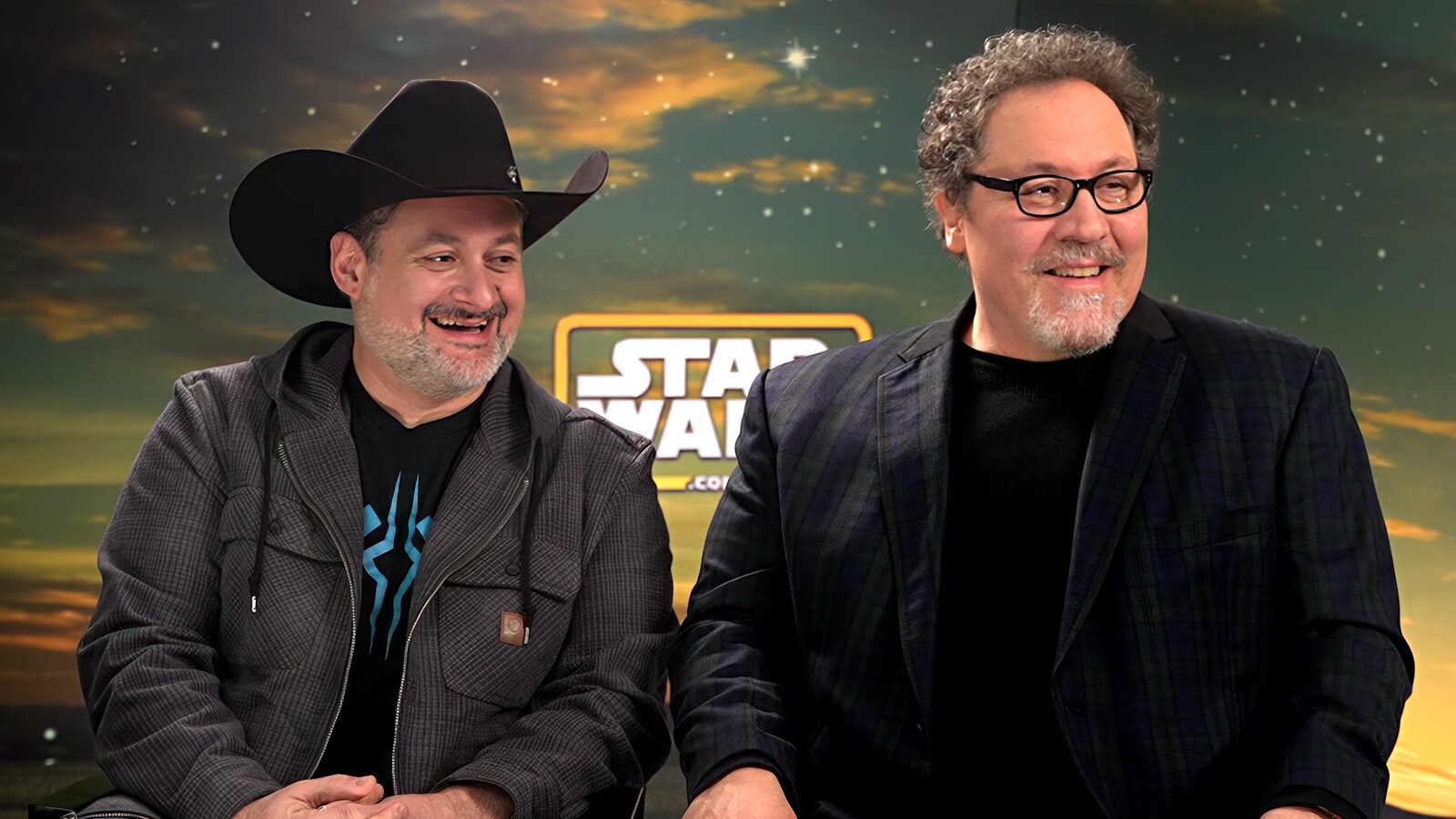 Executive producers Jon Favreau and Dave Filoni giving an interview on Star Wars.