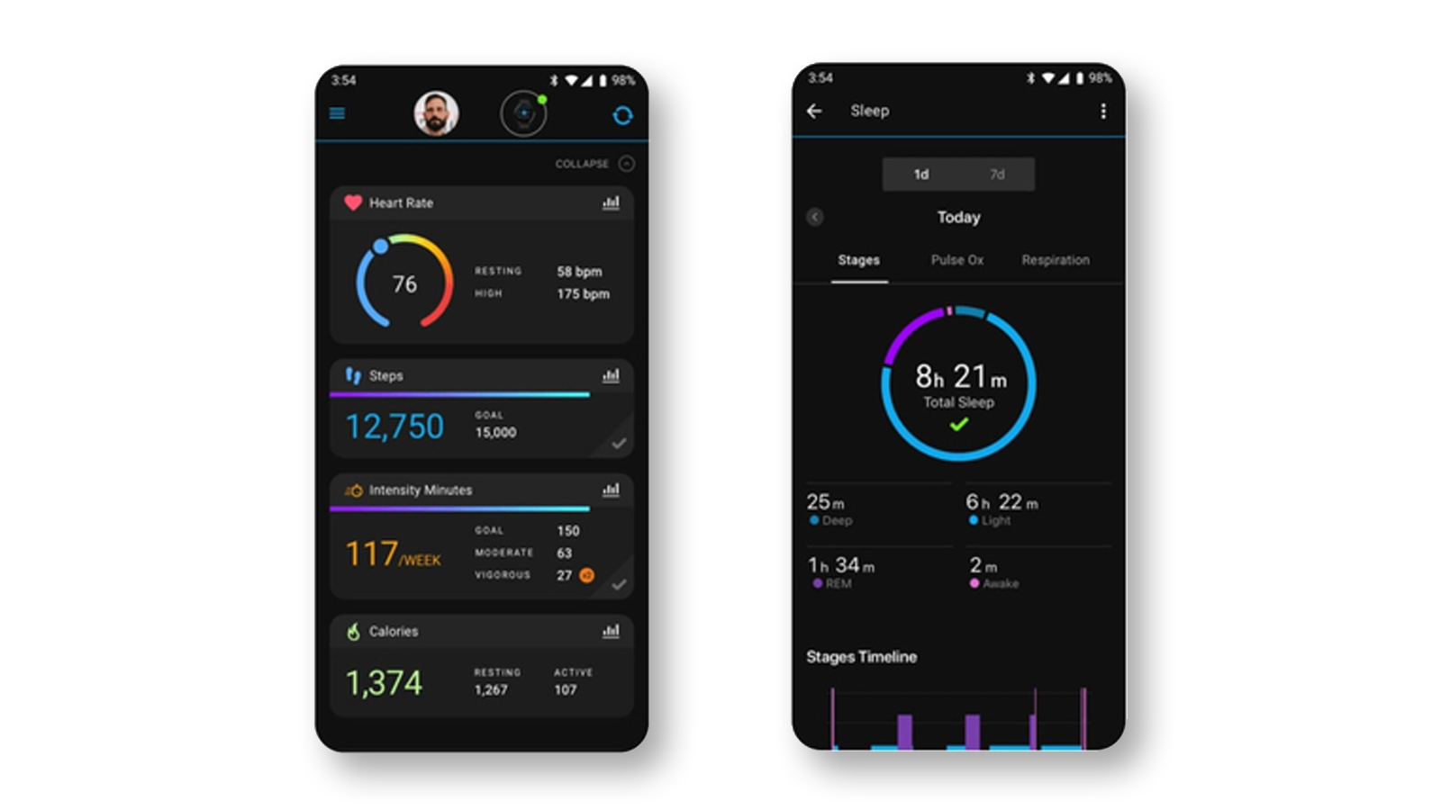 Garmin Connect smartphone app screen shots showing mapping functionality