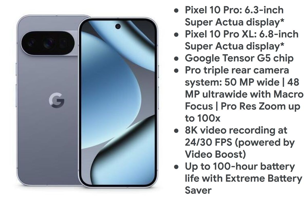 Official render of Pixel 10 Pro and specs