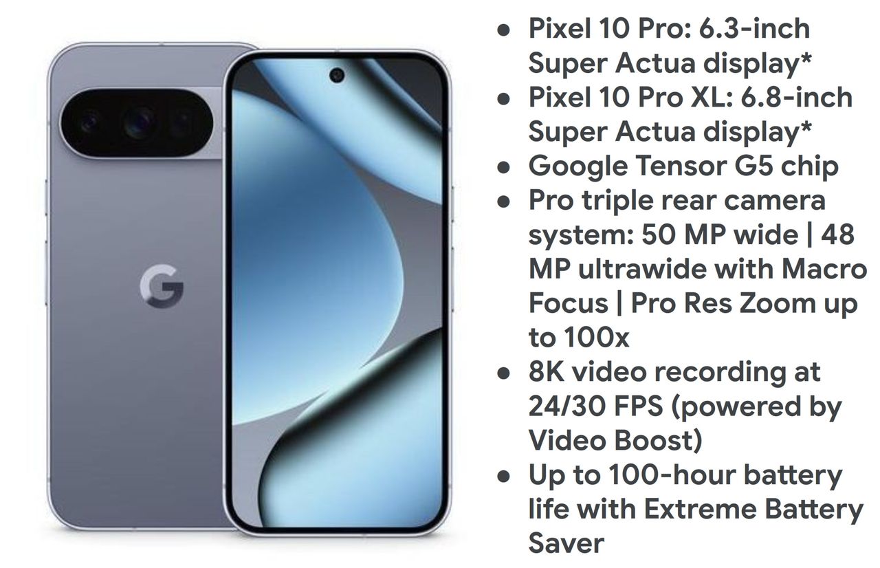 Official render of Pixel 10 Pro and specs