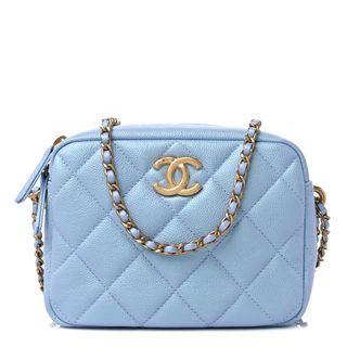 Chanel Iridescent Caviar Quilted Mini My Perfect Camera Case Light Blue