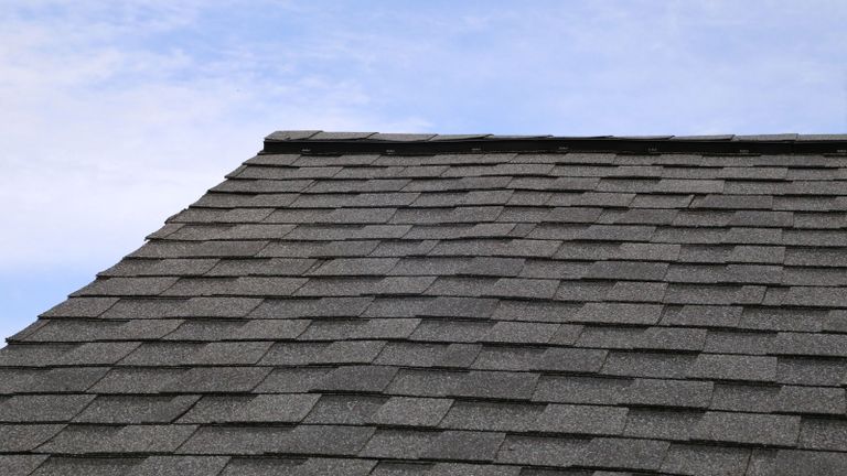 Tab styled asphalt roof shingles