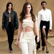 three models on the vettese runway