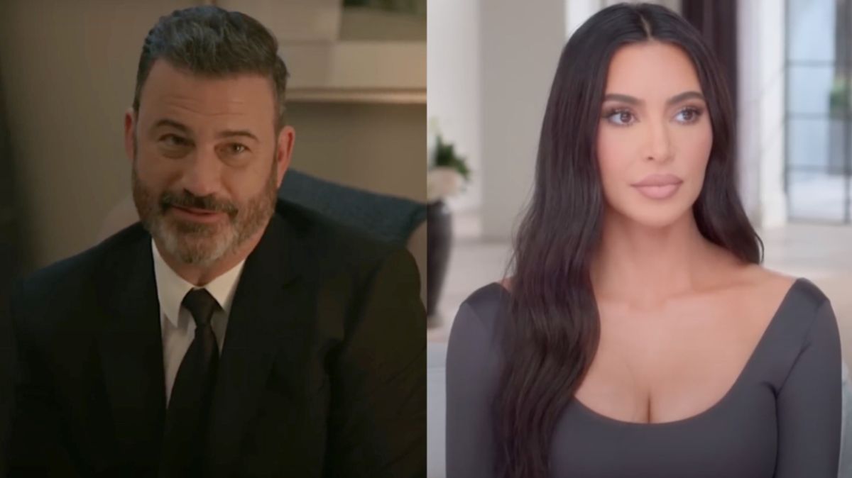 Jimmy Kimmel from bit on The Late Late Show with James Cordon/Kim Kardashian from The Kardashians Season 4 (side by side)