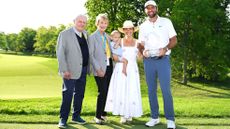 Jack and Barbara Nicklaus pose with Bennett, Meredith and Scottie Scheffler after Scheffler won the 2025 Memorial Tournament presented by Workday at Muirfield Village Golf Club 