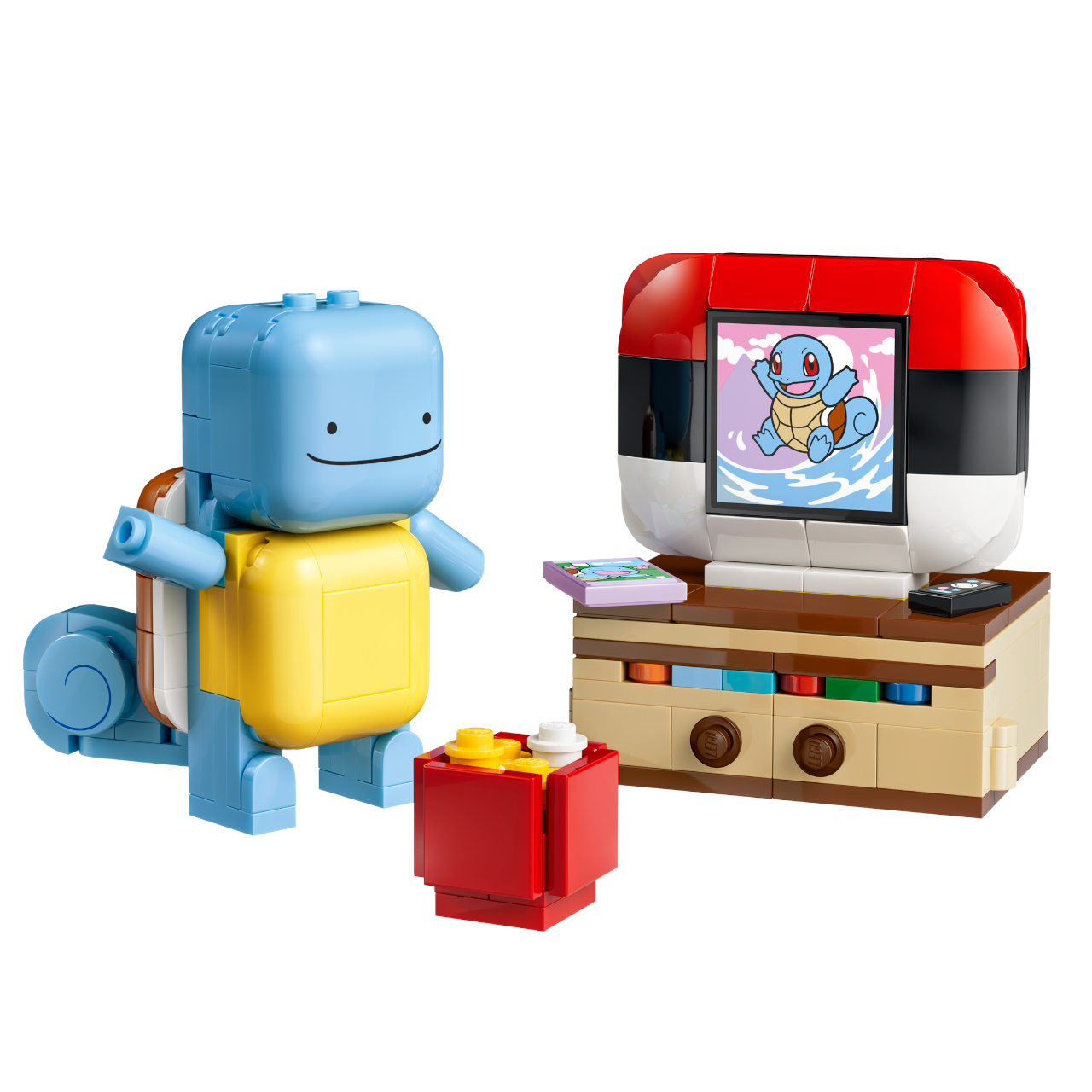 Lego Ditto as Squirtle set on a plain background