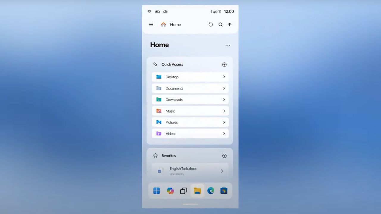 Windows 12 Mobile concept made by AR 4789, showcasing modern Windows Mobile OS design