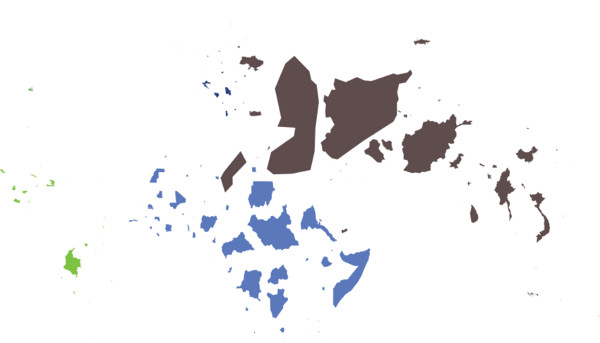 Screenshot of Bouncy Maps, showing data differences in world map