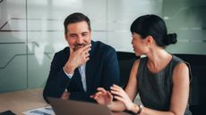 Business professionals collaborate in modern office