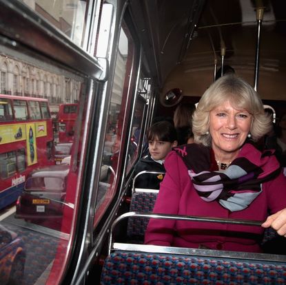 The Duchess of Cornwall riding a bus 