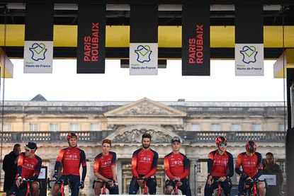 Cameron Wurf at the beginning of Paris-Roubaix