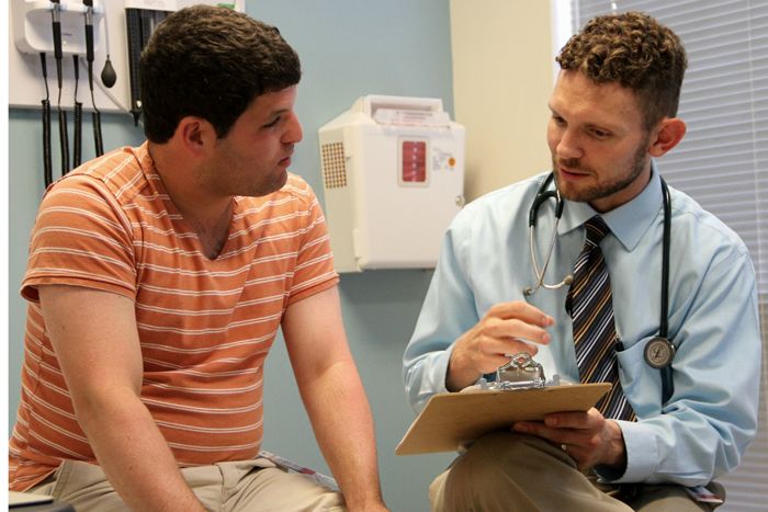 Dr. Christopher Hanks and autistic patient Braden Gertz