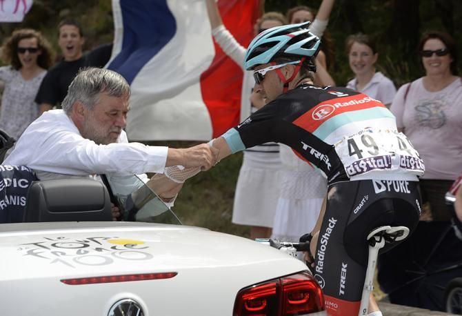 RadioShack's Haimar Zubeldia gets his wounds tended to during stage 5 of the Tour de France