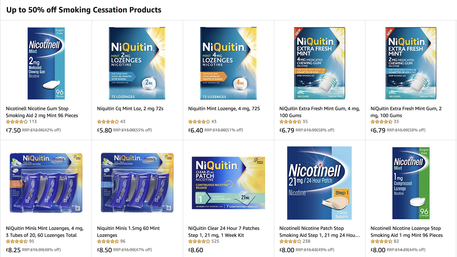 Amazon Nicotine replacement products sale
