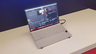 A photo of a Qualcomm Snapdragon X laptop, on display at Computex 2024