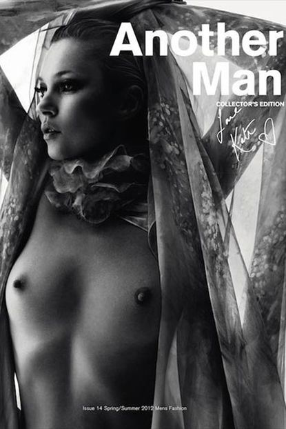 Kate Moss topless on the cover of Another Man magazine
