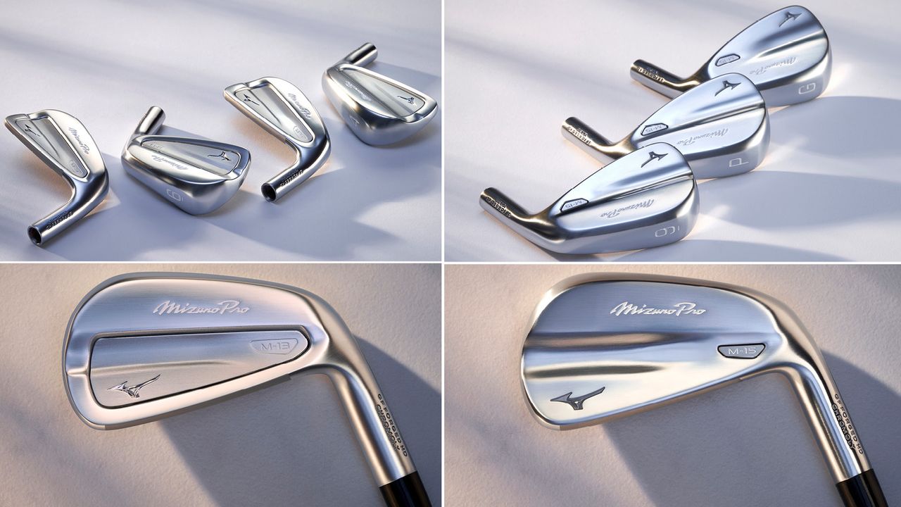 The Mizuno M-13 and M-15 irons in a square system