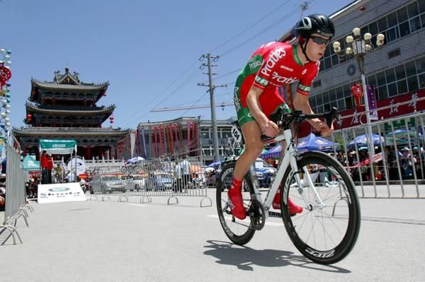Ben Grieve-Johnson (Praties) heads of in his first Tour of Qinghai Lake.