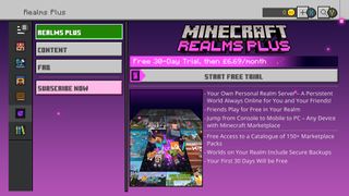Minecraft Realms price information page