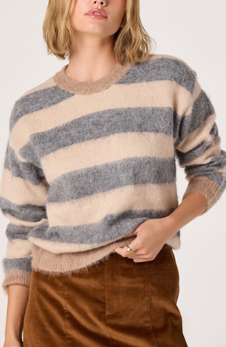 Fuzzy Stripe Crewneck Sweater