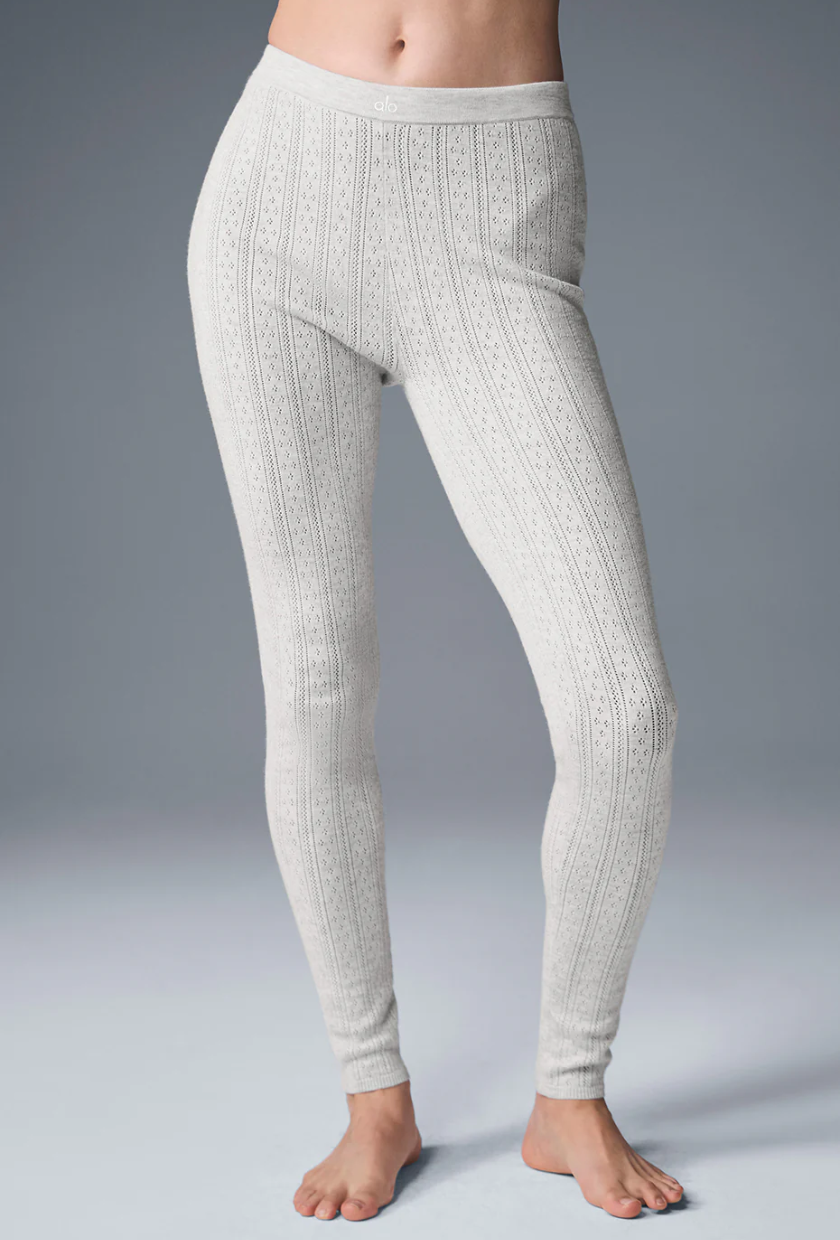 An image of pointelle knit Alo Leggings.