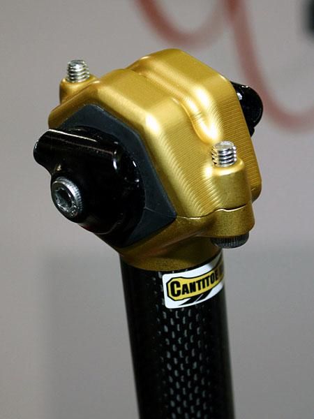 Cantitoe Road showed off the latest version of its novel Biofloat seatpost design. Don't confuse it with a suspension seatpost, though - the swappable elastomer insert is only designed to accommodate slight movements for improved biomechanical efficiency and a little bit of extra comfort.
